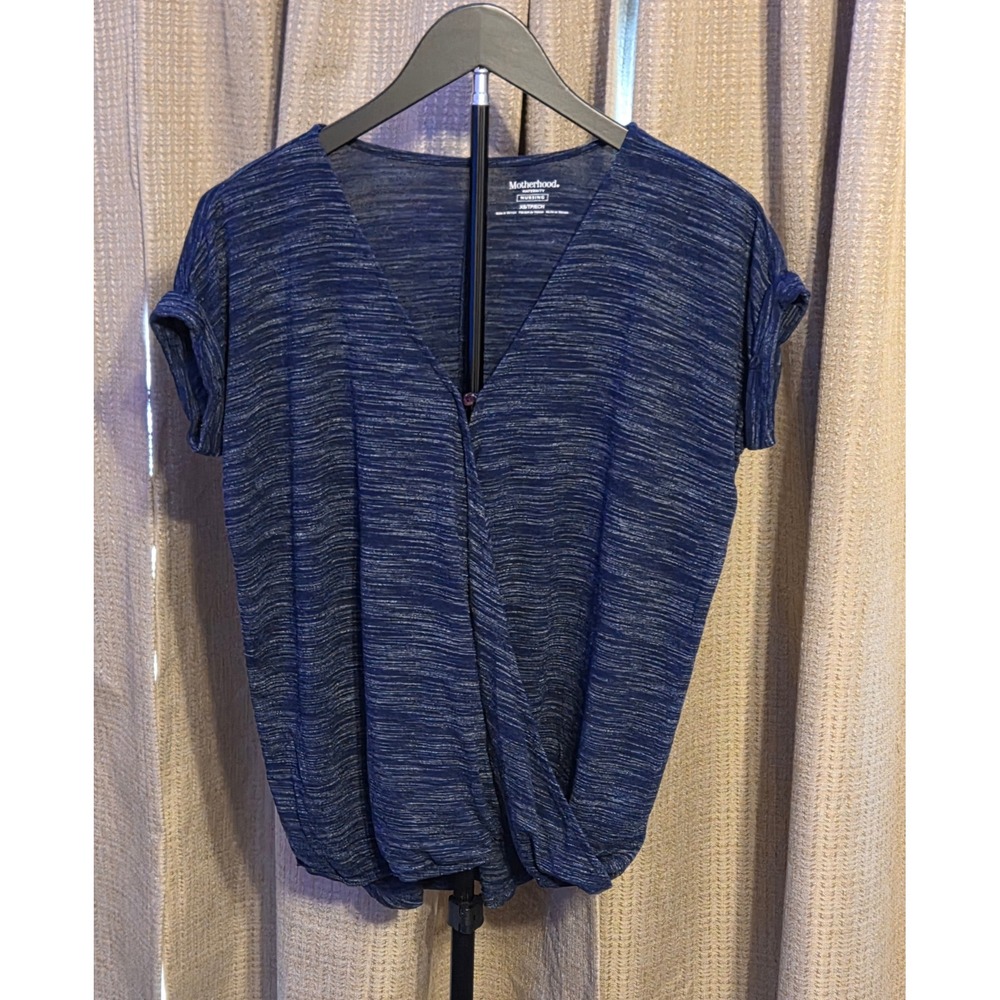 Motherhood Maternity V-Neck Wrap Nursing Shirt Women's Size XS Blue